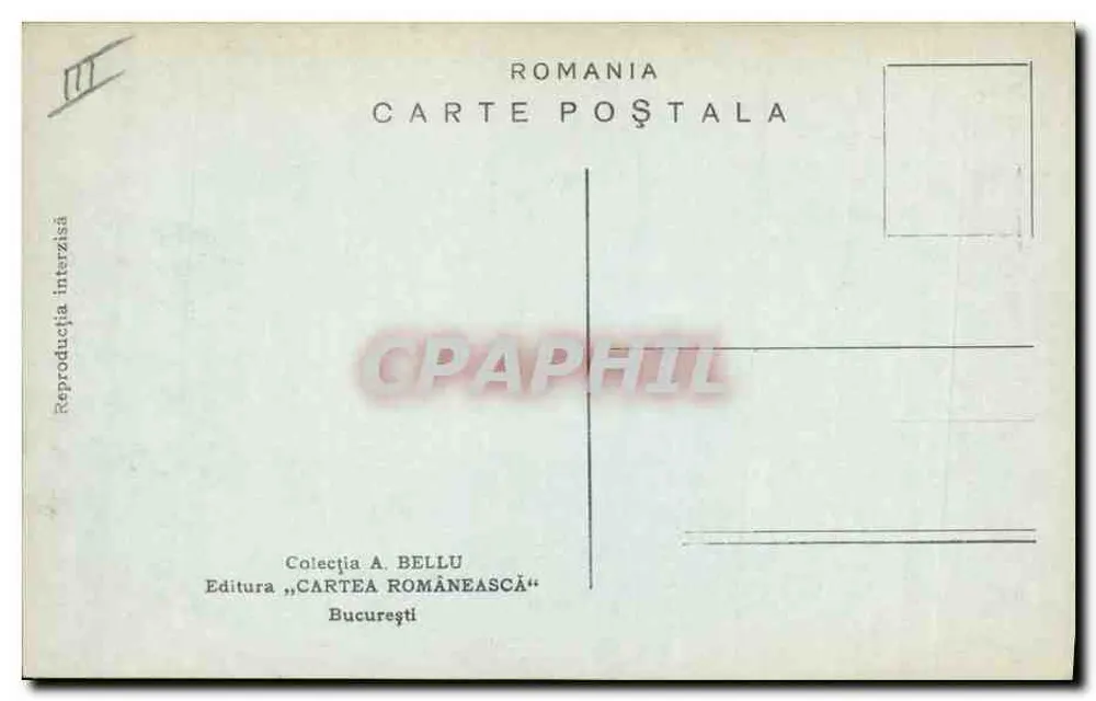 Pastor com seu rebanho — paisagem montanhosa — Editor A. Bellu, Coleção Cartea Românească - Verso