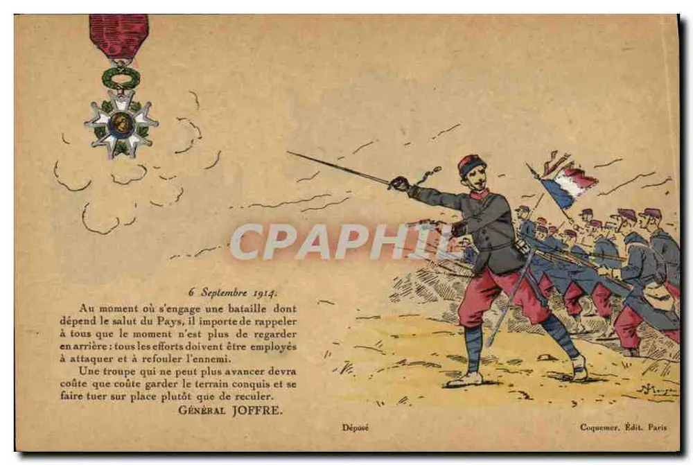 Geral Joffre — Palavra de incentivo à armada — Coquemener, Edit. Paris - Frente
