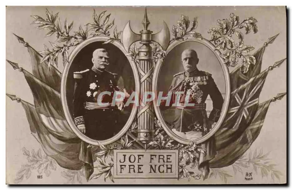 Dois generais em uniforme — condecorações — A. NOYER, Paris, N° 185 - Frente
