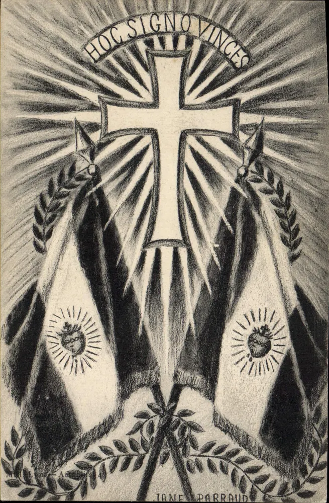 Cruz e bandeiras do Sagrado Coração — JANE PARRAUD — n° 123 - Frente
