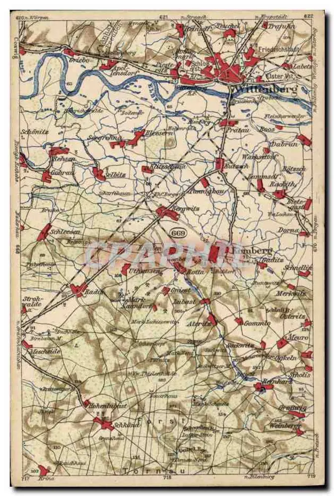 Carta topográfica da região de Wittenberg — editor Wondawertha (Wondawertha-Verlag) - Frente