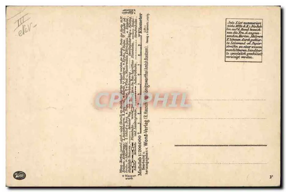 Carta topográfica da região de Wittenberg — editor Wondawertha (Wondawertha-Verlag) - Verso