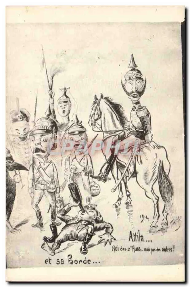 Attila e sua Horda... — caricatura de guerra 1914 — desenho de M. Gobille - Frente