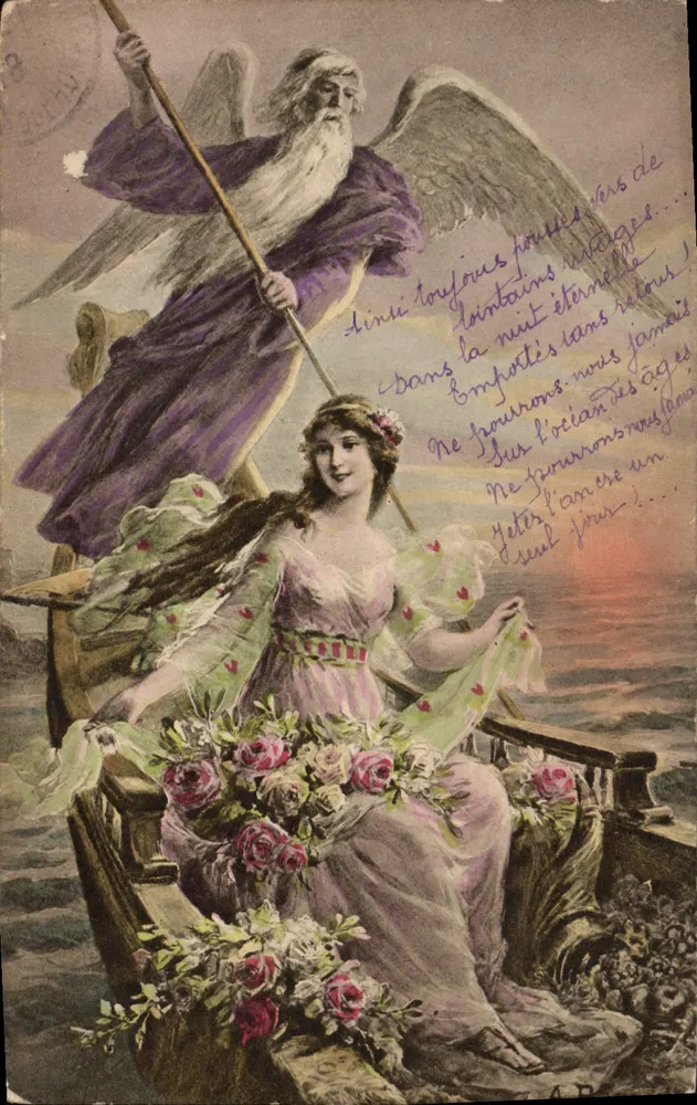 Anjo e mulher em um barco — texto poético — editor Luxemburguês, n°6 - Frente