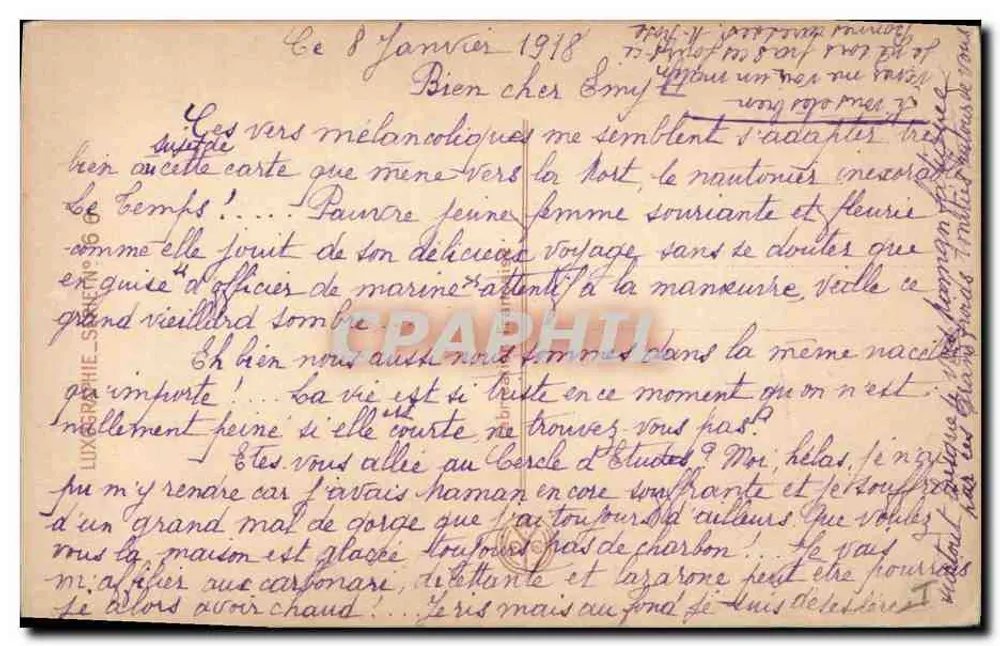 Anjo e mulher em um barco — texto poético — editor Luxemburguês, n°6 - Verso