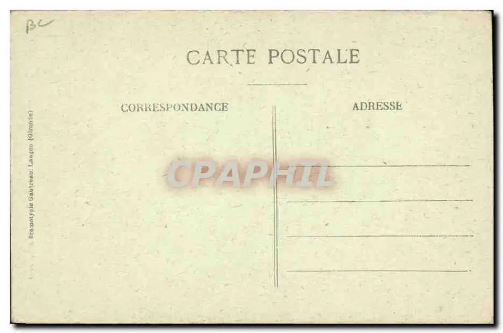 In den Landes — Alter Landais, der am Spinnrad spinnt — Bromotype Gauzeau, Langon (Gironde) - Rückseite