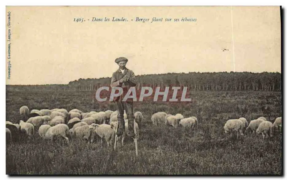 In den Landes. - Schäfer auf seinen Stelzen - Promotyphie Gautreau, Langon (Gironde) - Vorderseite