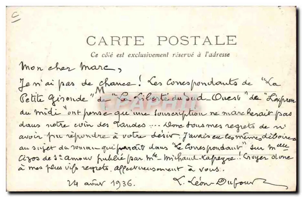 Landes — Plantio de Milho — F. Bernède, fot. Arjuzanx(Landes) - Verso