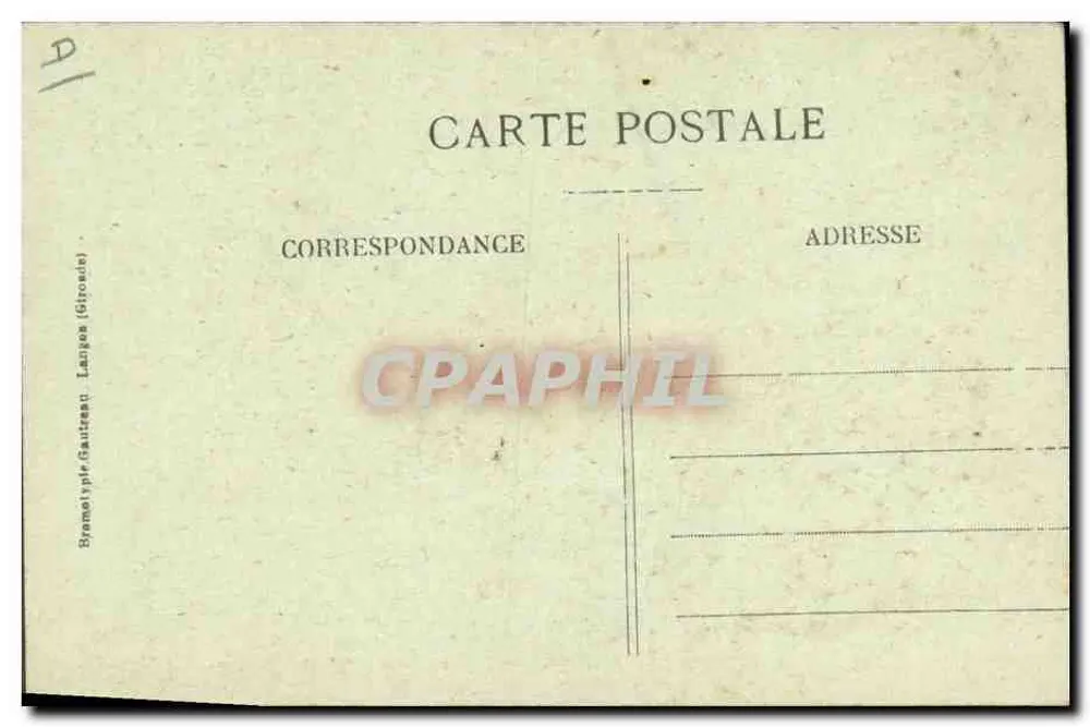 Alter Landais Geiger — Porträt eines alten Musikers mit einer mit Blumen verzierten Vielle — Verleger Bremotypte Gauzeau (Gipsonie), n° 1955 - Rückseite