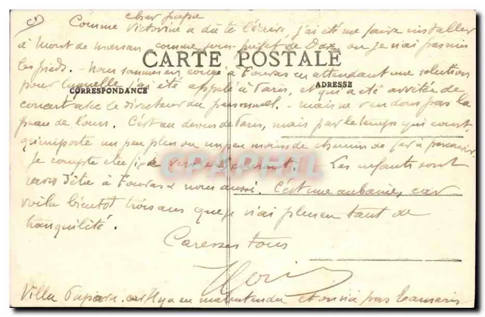 Interior nas Landes (Lou Pachédeny) — O camponês dá bocados de feno aos bois que passam a cabeça pela cozinha — A. Daury, fotógrafo, sucessor de F. Bernède, Morcenx (Landes) - Verso
