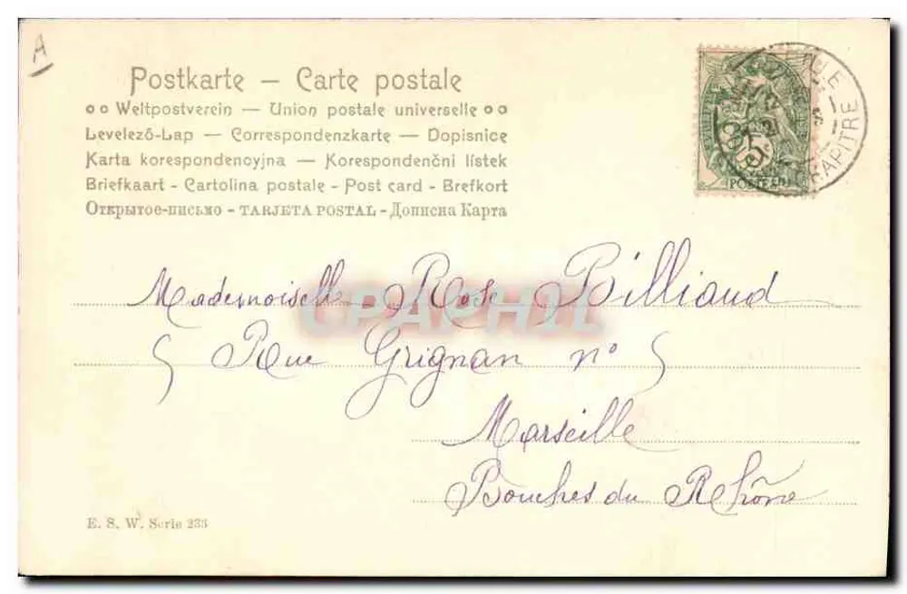 Junge Frau mit Blume — Art Nouveau — E. S. W. Serie 253 - Rückseite
