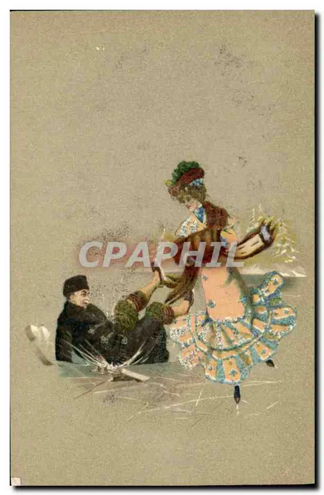 Eislauf — Winterlandschaft — Unbekannter Verlag - Vorderseite