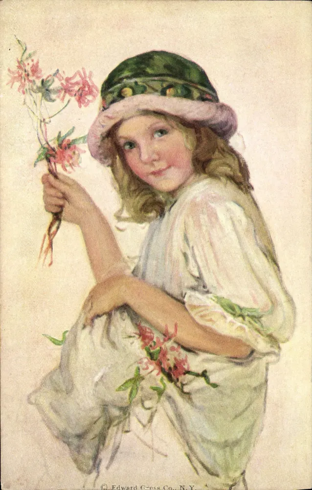 Niña con flores — Editor Edward G. Gross Co., N.Y. — N° 303 - Anverso