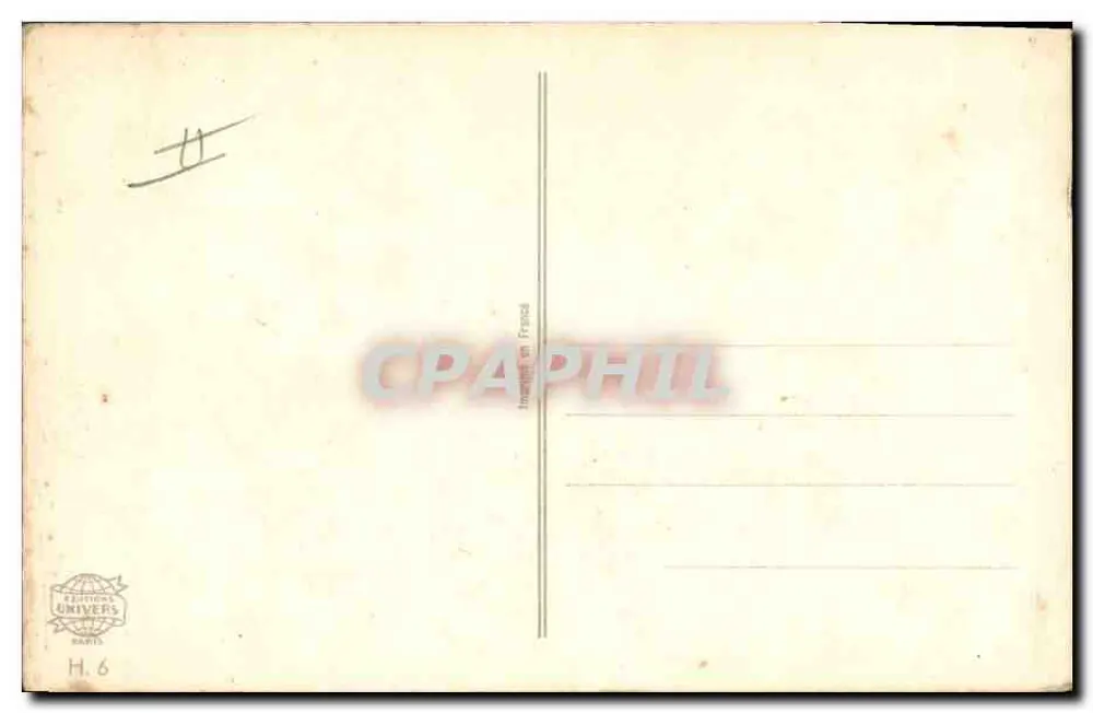 Scène de plage — homme en costume offrant des cadeaux à trois femmes en maillots — éditeur H. 6, Paris - Verso