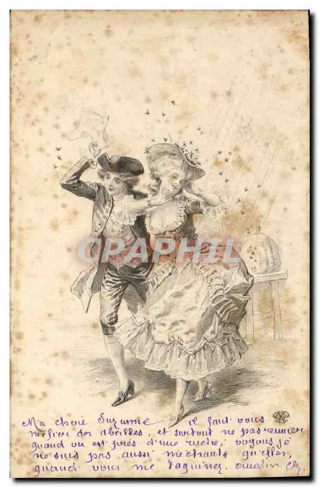 Danse d'amour — scène de couple en costume d'époque — éditeur anonyme - Vorderseite