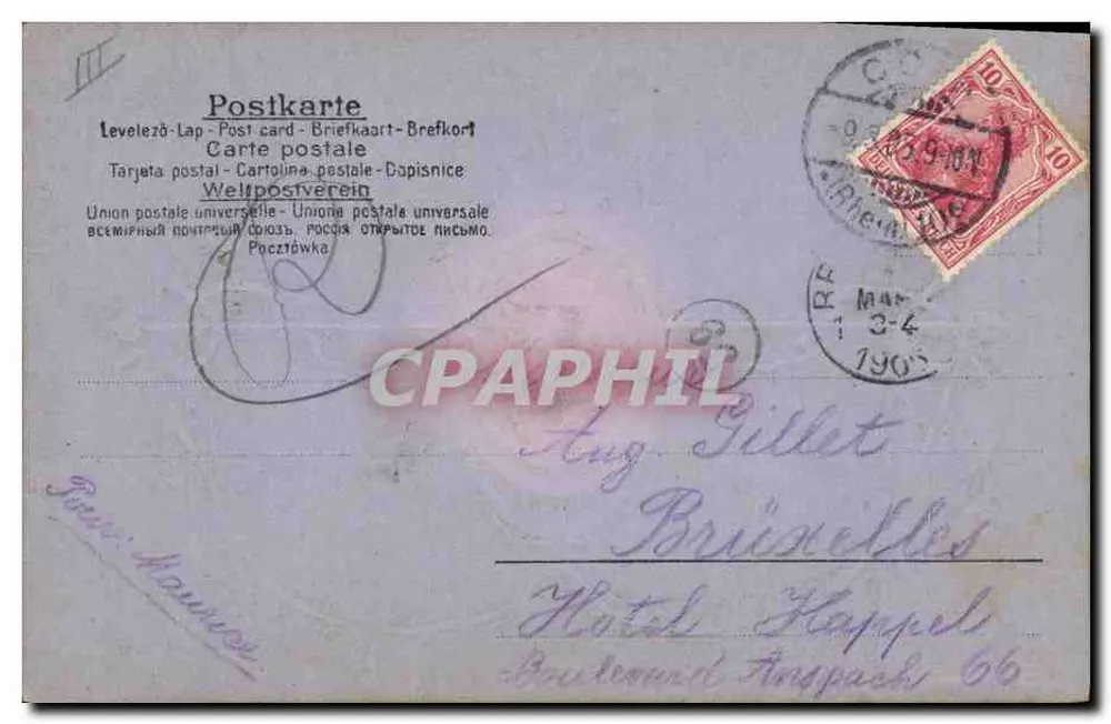 Porträt einer Frau — universelle Karte — Verlag Gillet, Brüssel - Rückseite