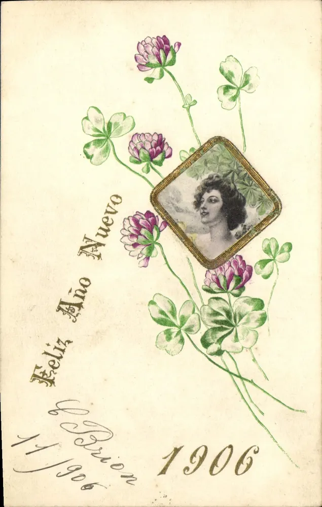 Glückwunschkarte zum Neujahr — 1906 — Verlag R. ROSAUER, B.-AIRES, Serie 571 - Vorderseite