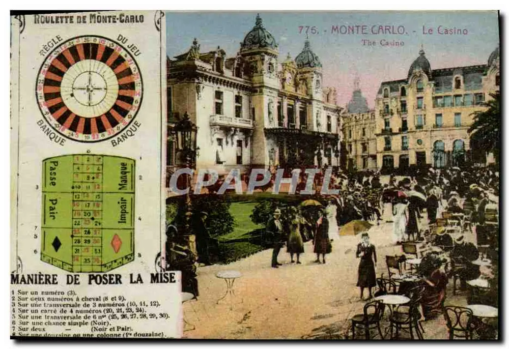 Roulette von Monte-Carlo — Das Casino — J. Gilletta et Cie, Nice, n° 776 - Vorderseite