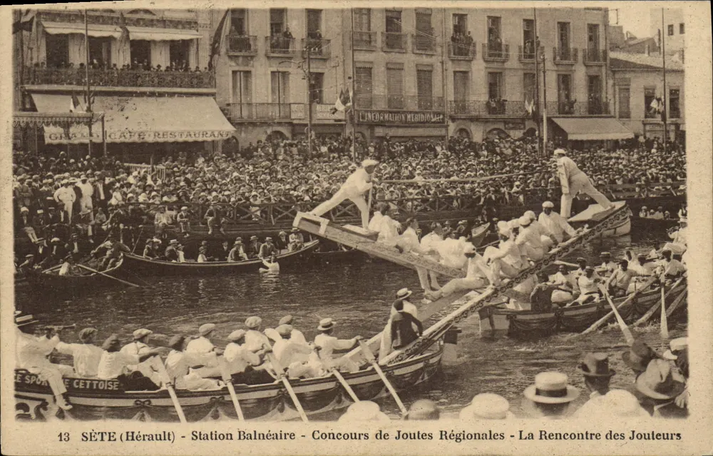 Sète (Hérault) - Badeort - Regionales Turnier der Jousts - Die Begegnung der Joustkämpfer - Vorderseite