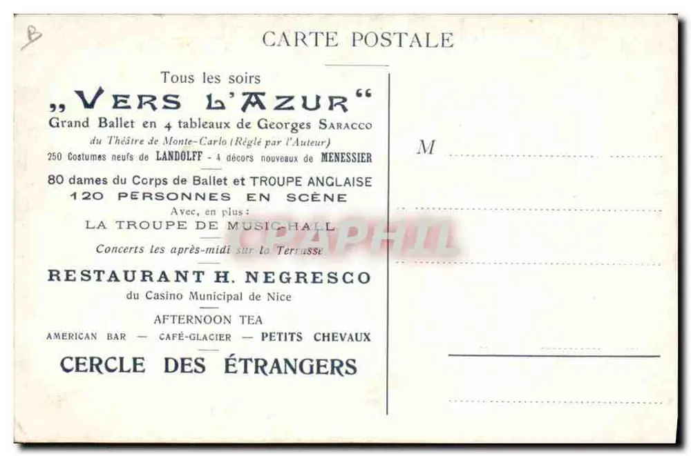 Kursaal von Genf — Vorstellung "Vers l'Azur" — SADAG, Genf - Rückseite