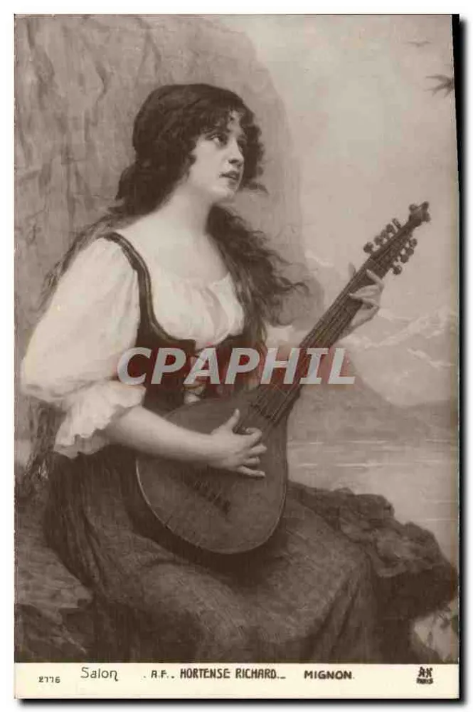 Mulher tocando mandolina — Salão — R.F. Hortense Richard, Mignon - Frente