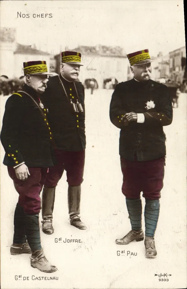 Unsere Führer — General de Castelnau, General Joffre, General Pau — Verlag J.K. Nr. 9333 - Vorderseite