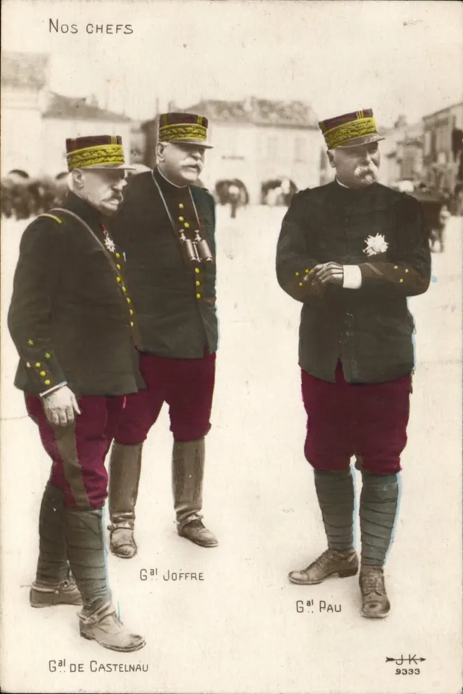Unsere Führer — General de Castelnau, General Joffre, General Pau — Verlag JK, Nr. 9333 - Vorderseite