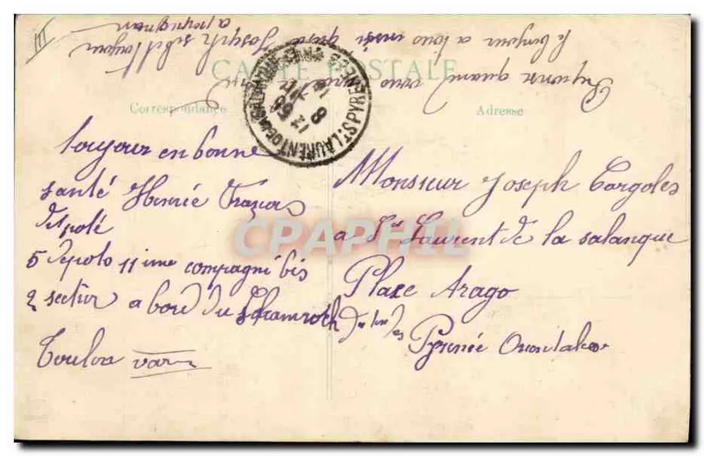Geral Joffre — O conflito europeu em 1914 — Cliché Eugène Pirou - Verso