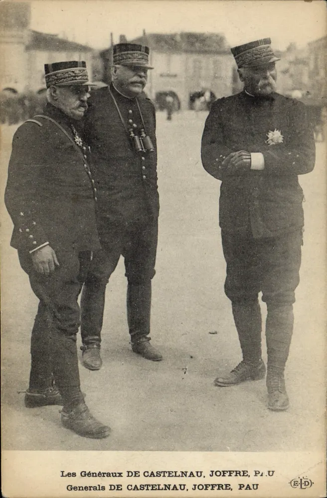 Generale DE CASTELNAU, JOFFRE, PAU — Verlag P.I.U. — B.D. (Verteilungsamt) - Vorderseite