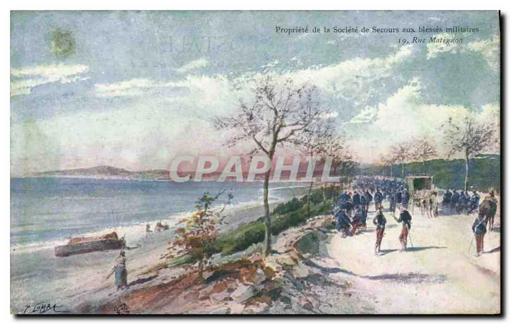 Vista da praia e promenade — Propriedade da Sociedade de Socorro aos Feridos Militares — P. LOMAR - Frente