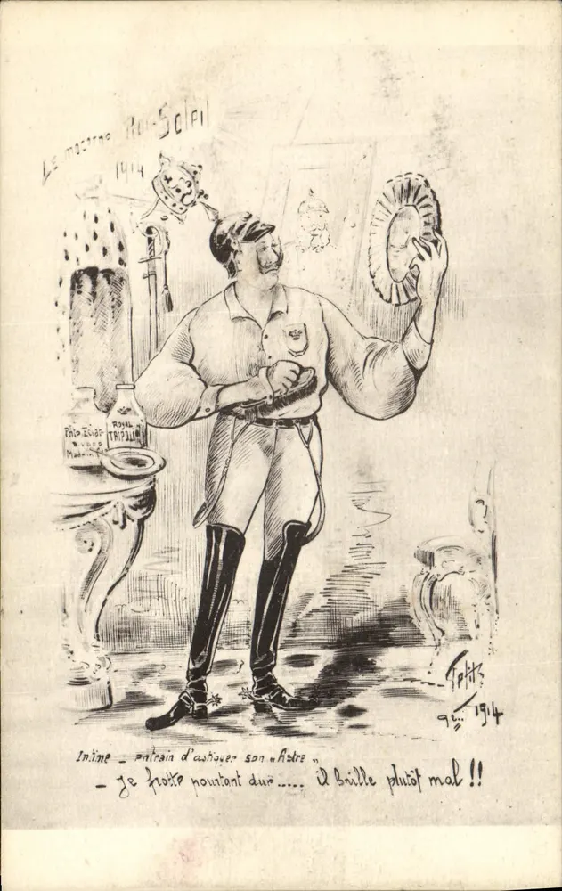 Caricatura do imperador Guilherme II — 'O maestro Ro-Soleil' — desenho de Tottz, 1914 - Frente