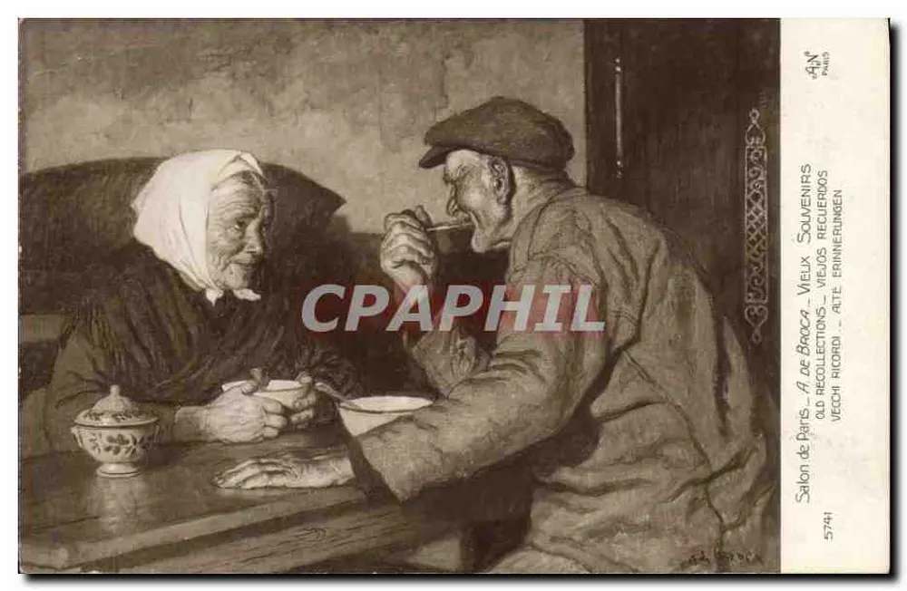Ein altes Paar, das ein Mahl teilt — Salon de Paris, A. de Broca, Nr. 5794 - Vorderseite