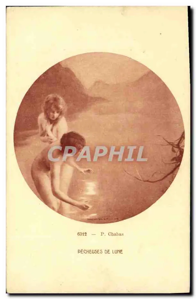 Pescadoras da lua — P. Chabas — série 6312, editada por Braun & Cie, Paris - Frente