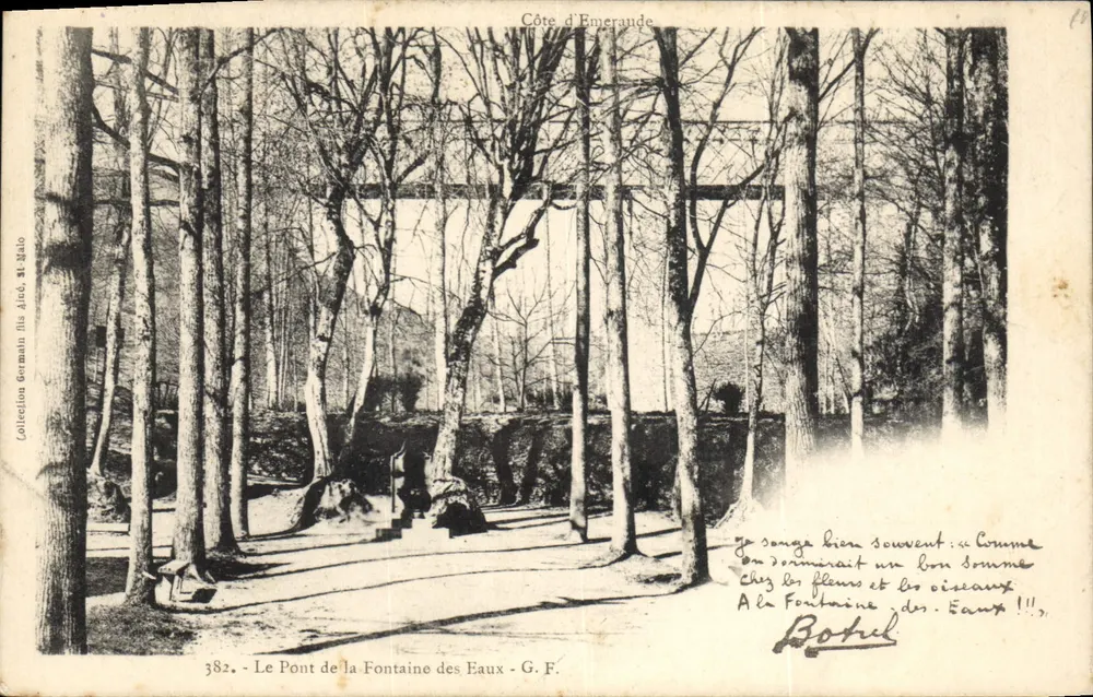 O Ponte da Fontaine des Eaux — Côte d'Émeraude — G. F. — Coleção Germain fils, Ainé, St. Hilaire - Frente
