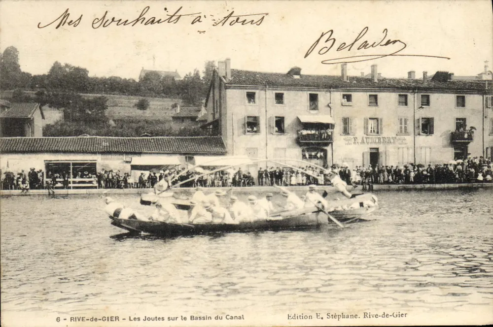 Rive-de-Gier — Die Joutes am Kanalbecken — Édition E. Stéphane, Rive-de-Gier - Vorderseite