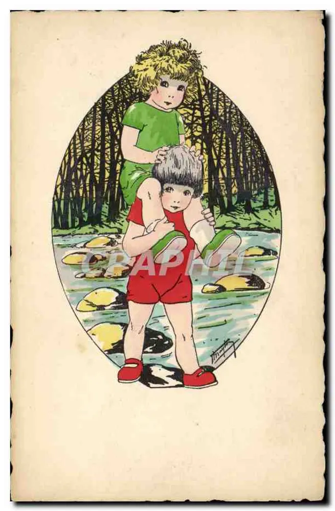 Zwei Kinder in einem Fluss — Verlag: 4416. — Pariser Künstlerische Einrichtungen. - Vorderseite