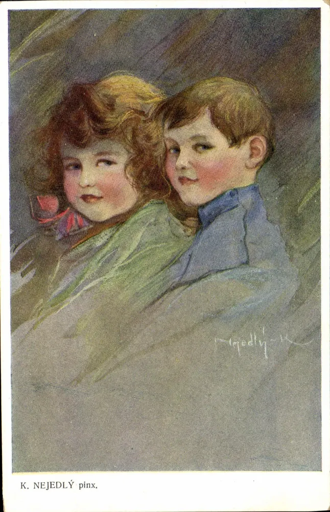 Zwei Kinder — Illustration — K. Nejedlý pinx. - Vorderseite
