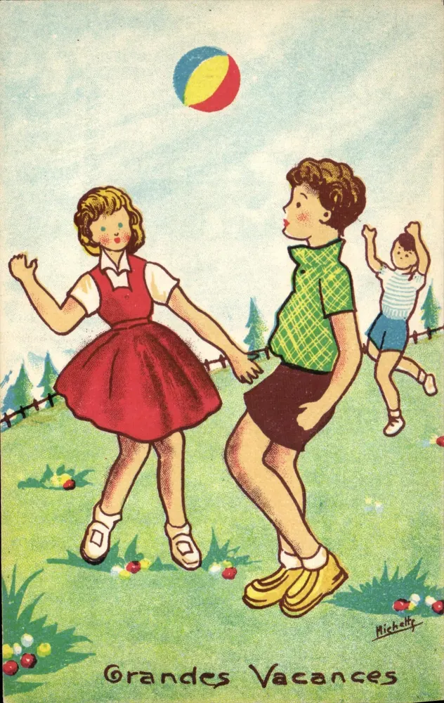 Kinder spielen mit einem Ball — Große Ferien — Michallet - Vorderseite