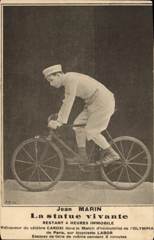 Jean MARIN — Die lebende Statue auf dem Fahrrad — Verleger M.K.Jc - Vorderseite