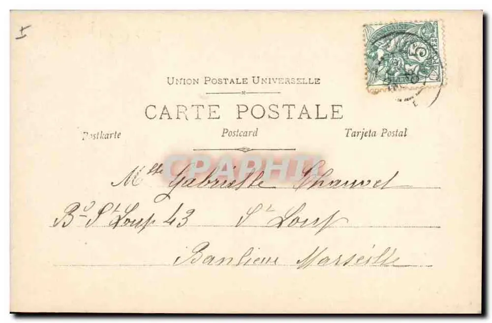 Lutèce — jovem mulher tocando um corno — editor Rautlage, Paris, série S.I.R. n°192/7 - Verso