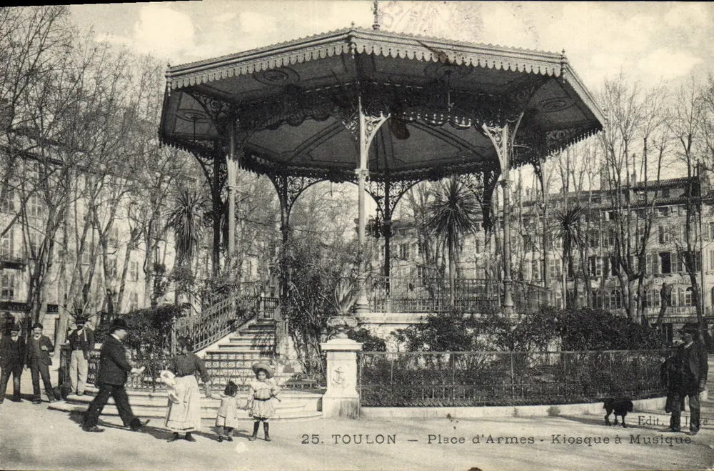 Toulon — Place d'Armes — Musikkiosk — Edit. Juge - Vorderseite