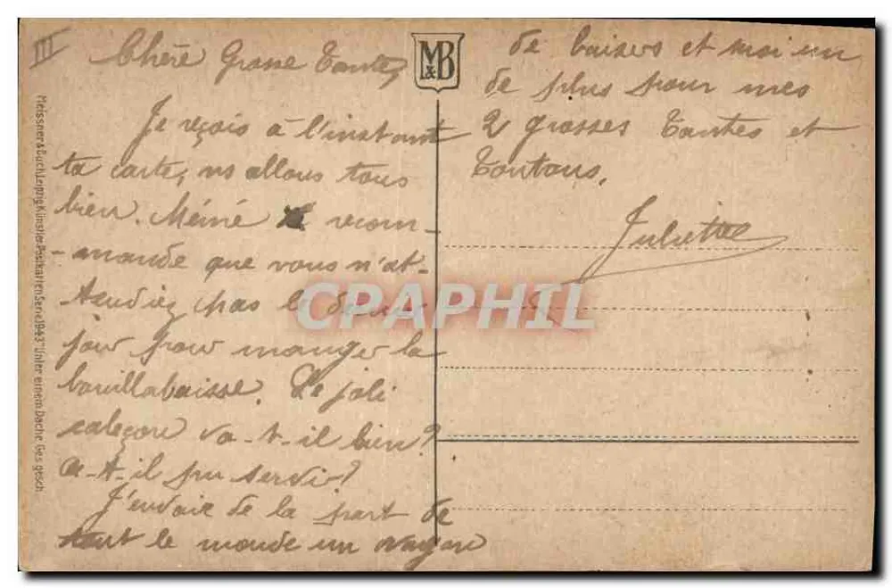 Dois filhotes sob um guarda-chuva verde — filhote branco com laço — editor Carré - Verso
