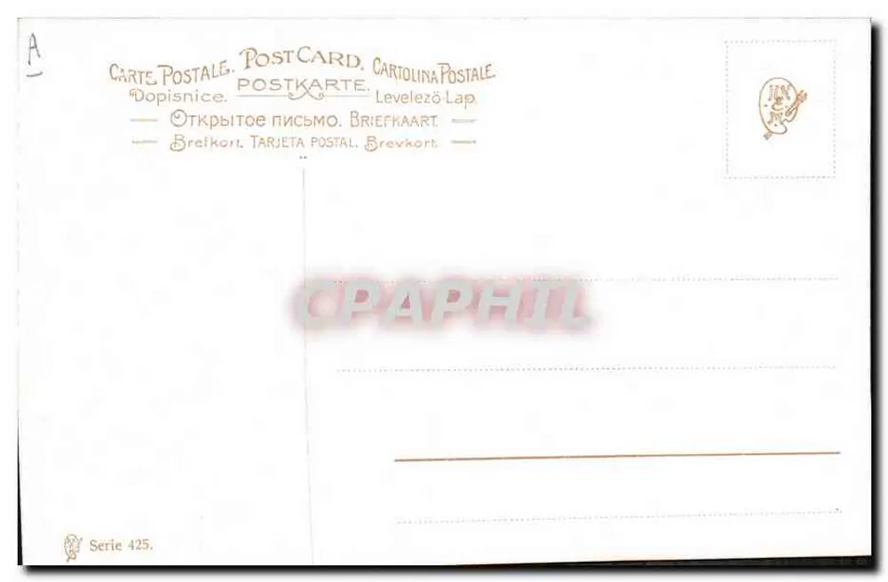Dois dachshunds — série 425 — Carte postale multilingue - Verso