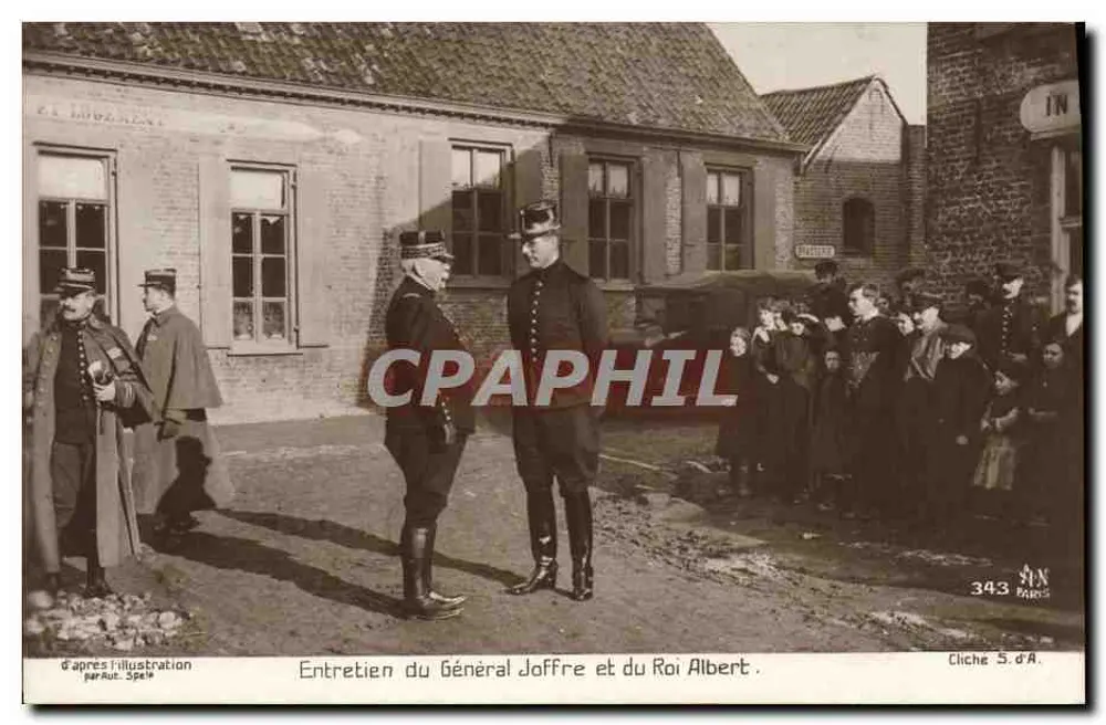 Interview des Generals Joffre und des Königs Albert — nach der Illustration von Rut. Spehl — Cliché S.d.A. Nr. 343 - Vorderseite