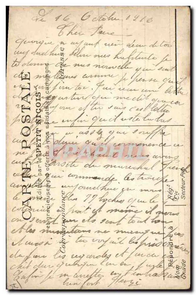 O Geral Joffre — retrato militar — editado pelo 'Petit Niçois' - Verso