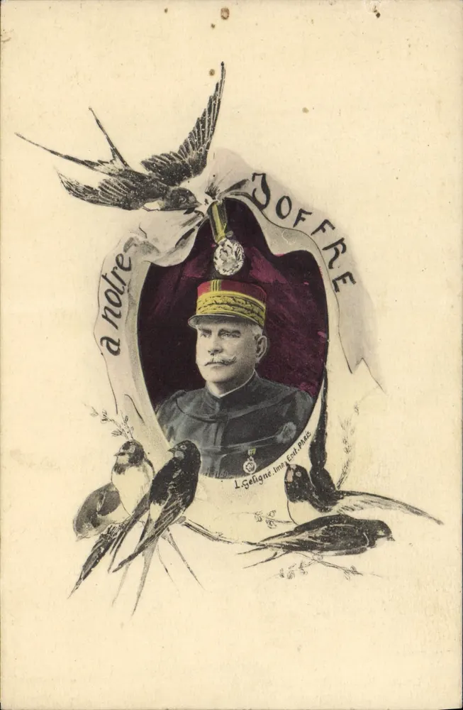 Sr. Doffre — retrato militar com pássaros — L. Geligne, impr. Ecol. 1906 - Frente