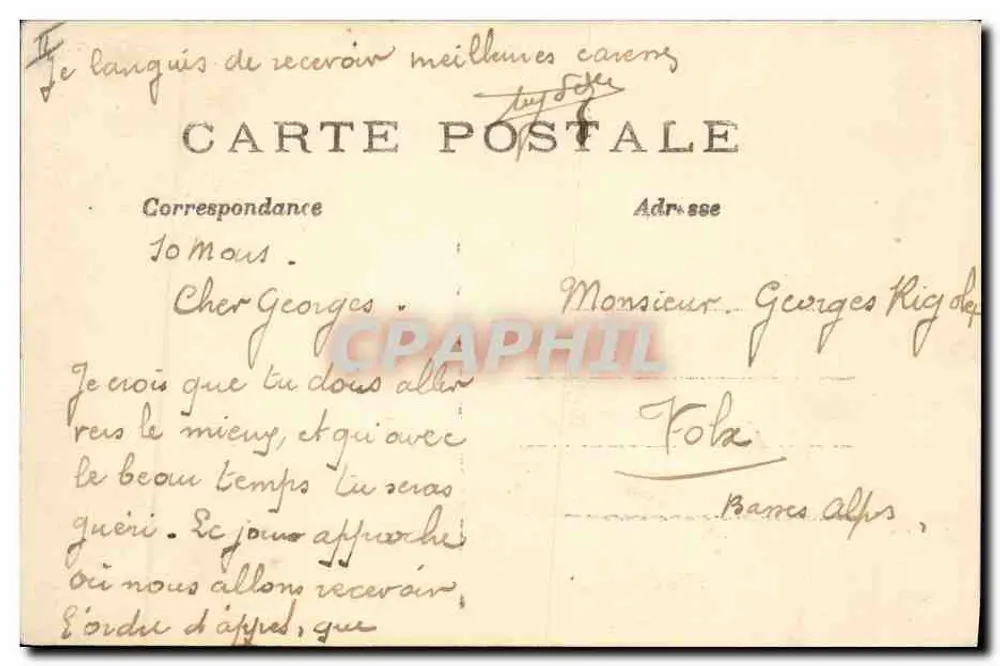 Sr. Doffre — retrato militar com pássaros — L. Geligne, impr. Ecol. 1906 - Verso