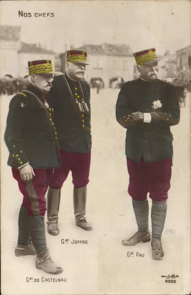 Unsere Generale — General de Castelnau, General Joffre, General Pau — Verlag JK, Nr. 9333 - Vorderseite