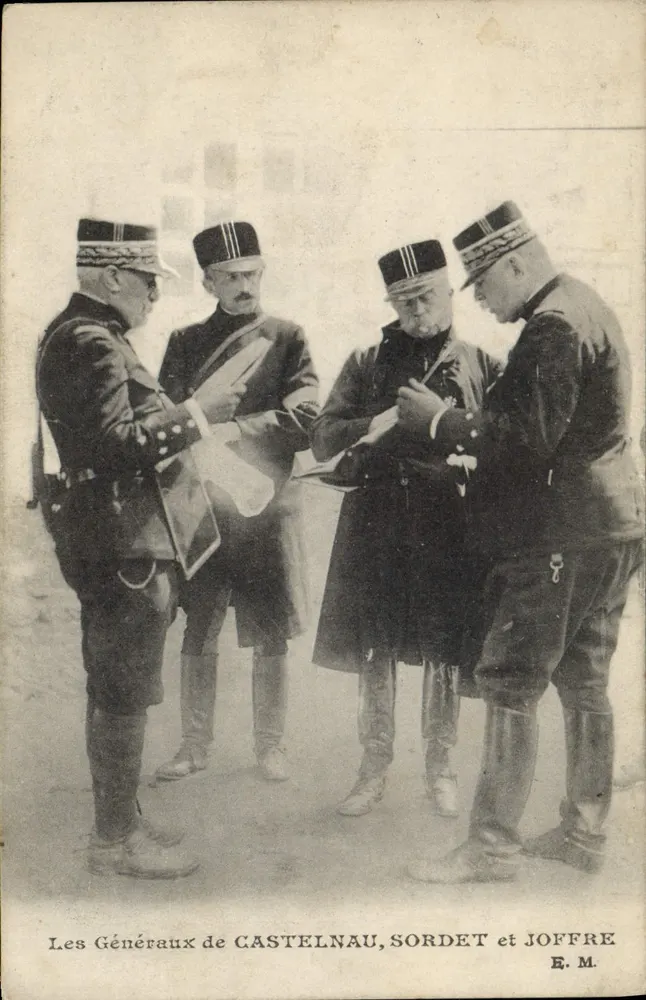 Die Generäle CASTELNAU, SORDET und JOFFRE — E.M. - Vorderseite