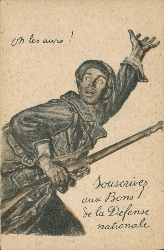 Soldado em ação — Slogan patriótico — Devambez, Imp. Paris, Visé N° 90 - Frente